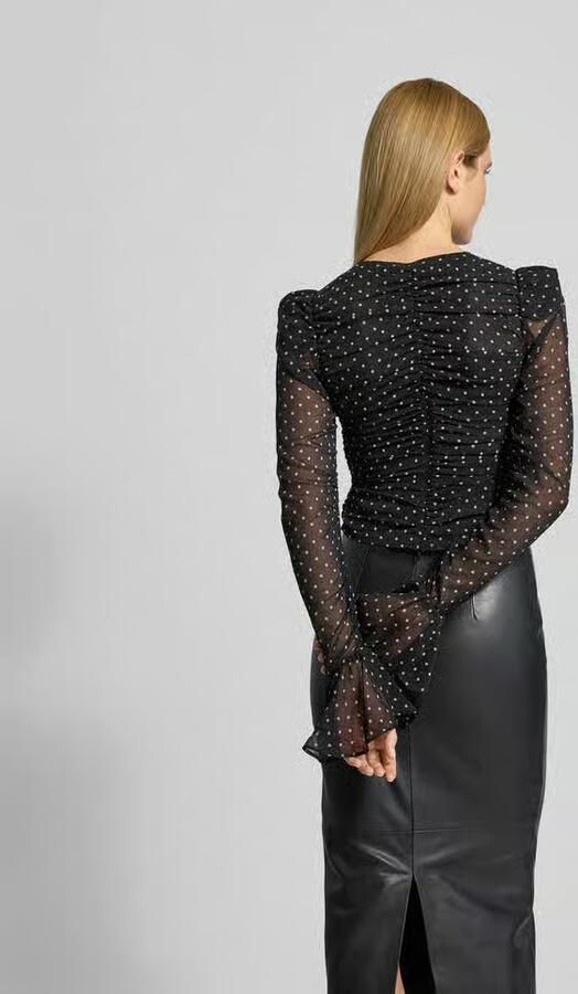 ROTATE Slim fit blouse met ruches