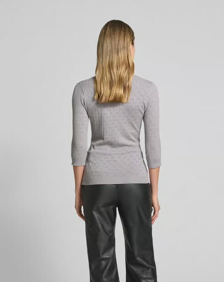 ROTATE Slim fit poloshirt in gebreide look - Foto 3