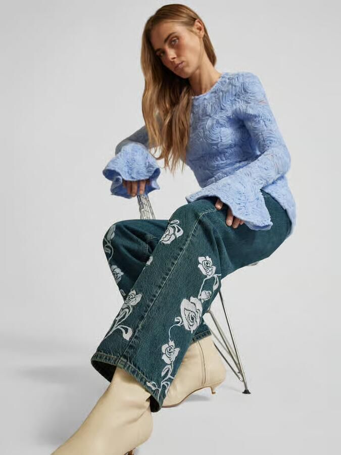 Rotate Birger Christensen Straight Fit Katoenen Jeans Blue Dames - Foto 4