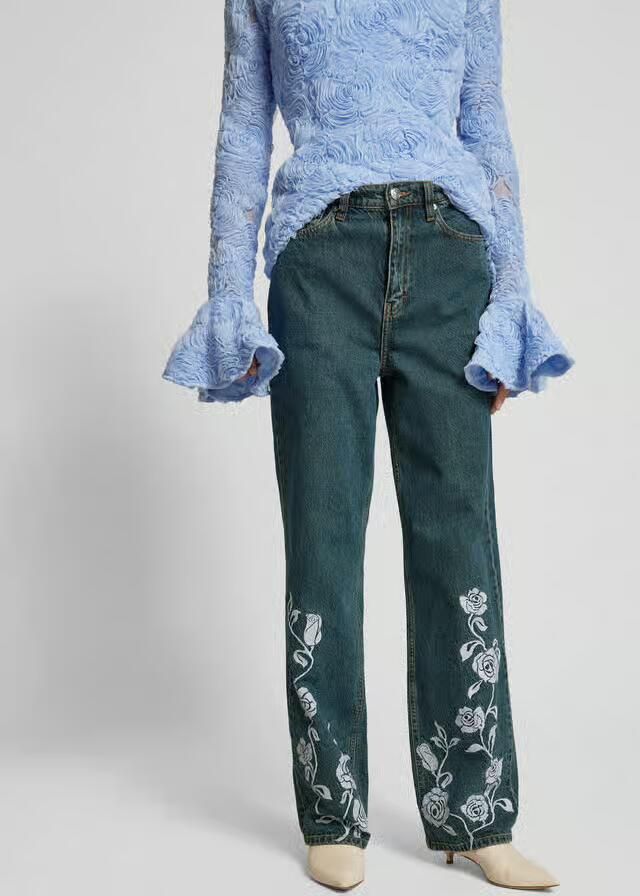Rotate Birger Christensen Straight Fit Katoenen Jeans Blue Dames - Foto 4