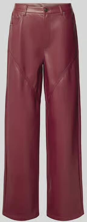 ROTATE Straight fit stoffen broek in leerlook - Foto 2
