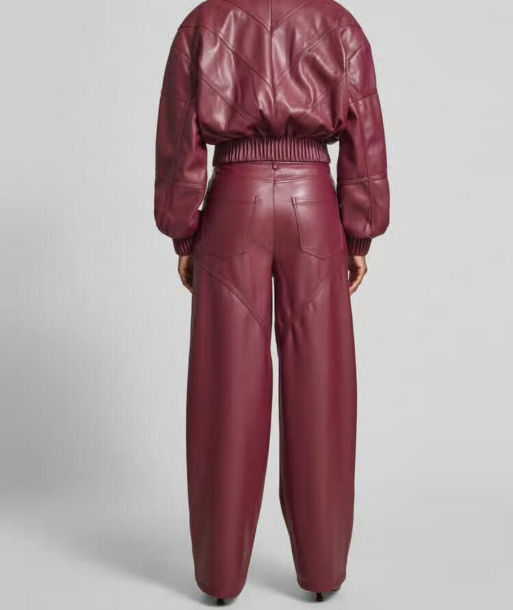 ROTATE Straight fit stoffen broek in leerlook - Foto 2