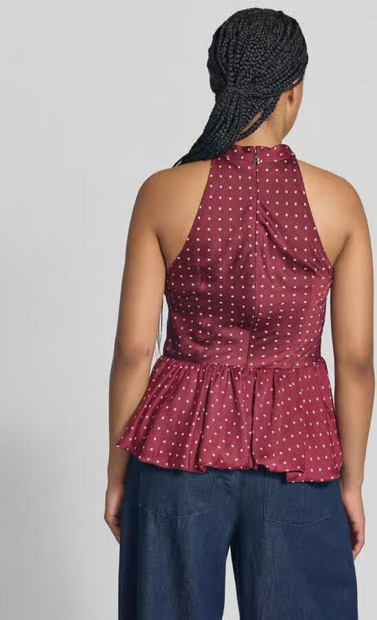 ROTATE slim fit blouse met peplumzoom - Foto 2