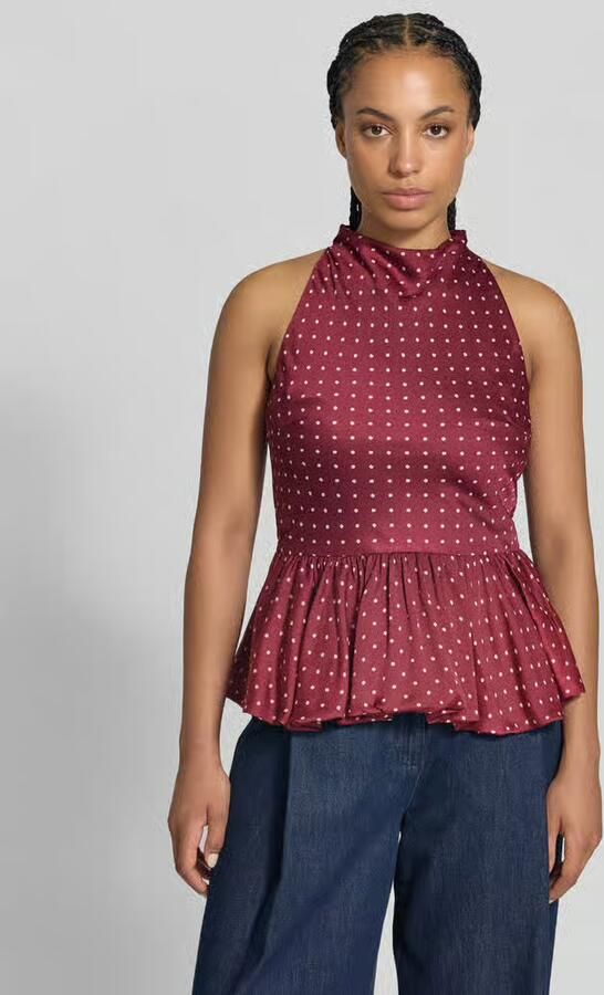 ROTATE slim fit blouse met peplumzoom - Foto 3