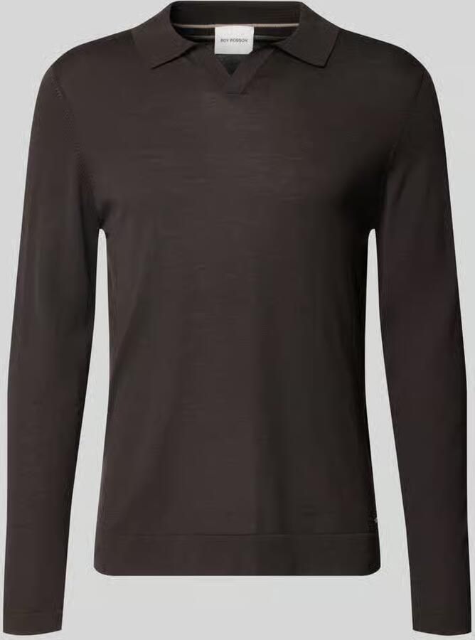 ROY ROBSON Gebreide pullover van scheerwol met polokraag en v-hals