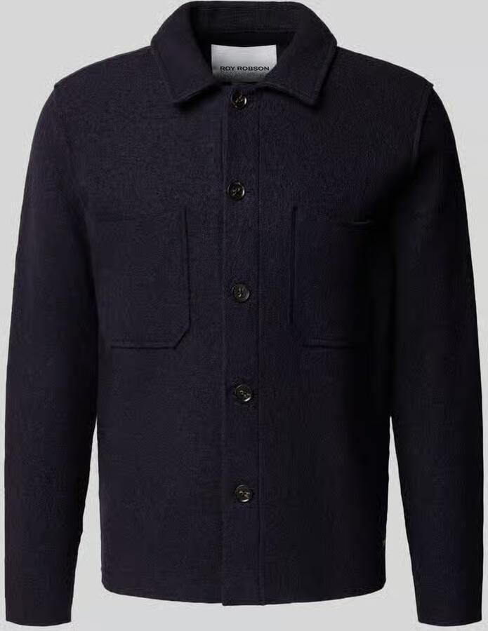 ROY ROBSON Slim fit hemdoverhemd met kentkraag en borstzakken