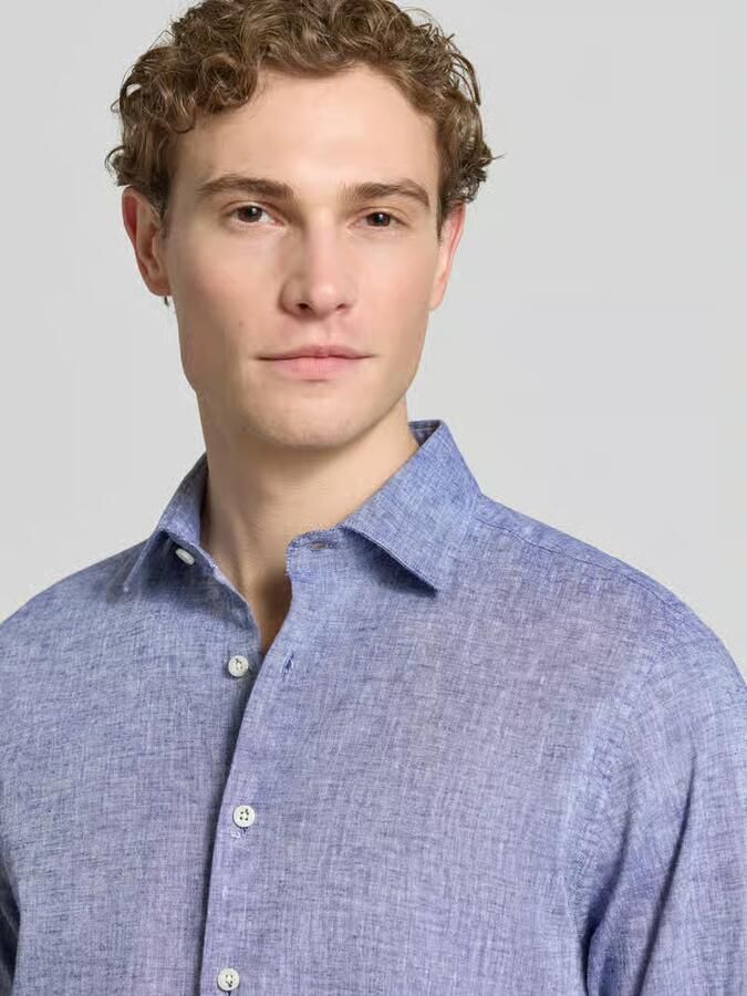 ROY ROBSON slim fit vrijetijdsoverhemd met linnengehalte