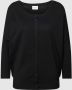 Saint Tropez Zwarte Ribgebreide Vest met Knoopsluiting Black Dames - Thumbnail 1