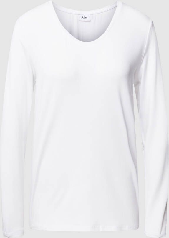 Saint Tropez Shirt met lange mouwen en V-hals model 'Adelia'