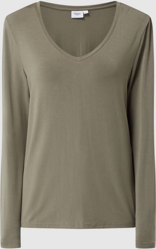 Saint Tropez Shirt met lange mouwen en V-hals model 'Adelia'