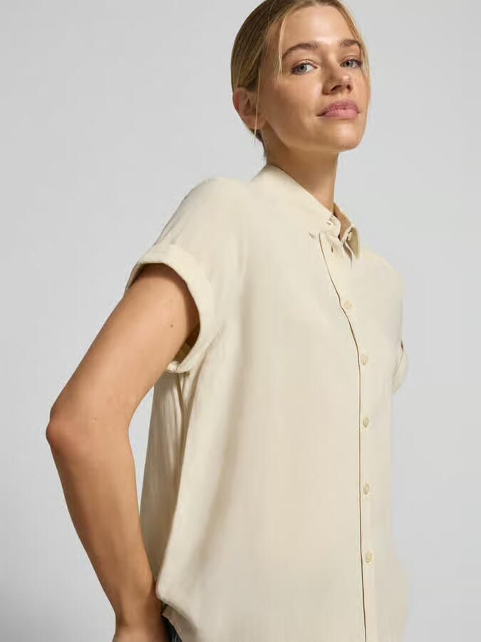 Samsøe Blouse van viscosemix met vaste mouwomslag