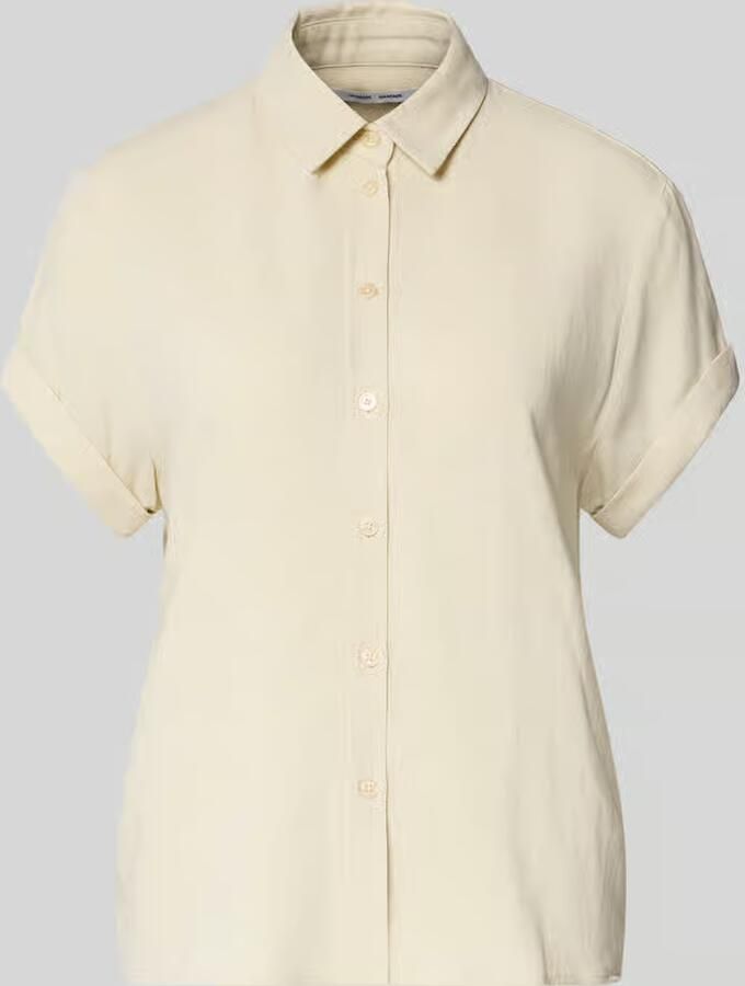Samsøe Blouse van viscosemix met vaste mouwomslag - Foto 2