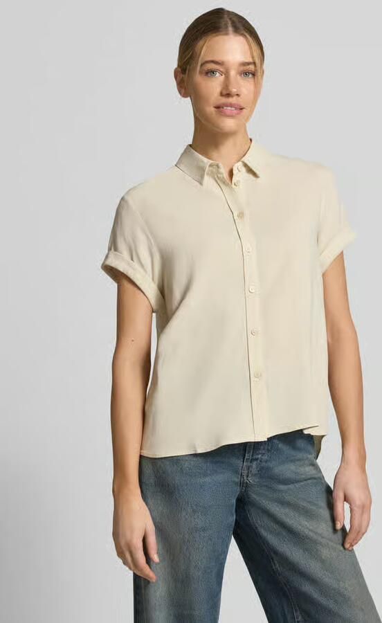 Samsøe Blouse van viscosemix met vaste mouwomslag - Foto 3