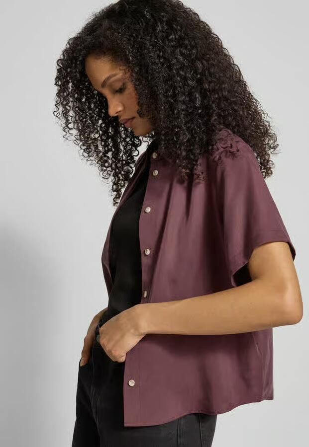 Samsøe Regular fit blouse van Lyocell met verborgen knoopsluiting