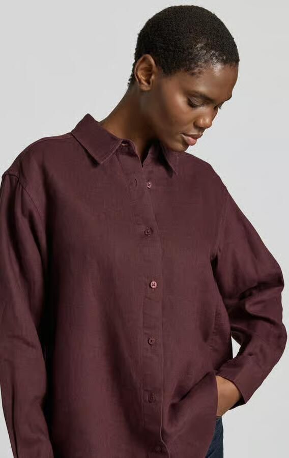 Samsøe regular fit linnen blouse met knoopsluiting
