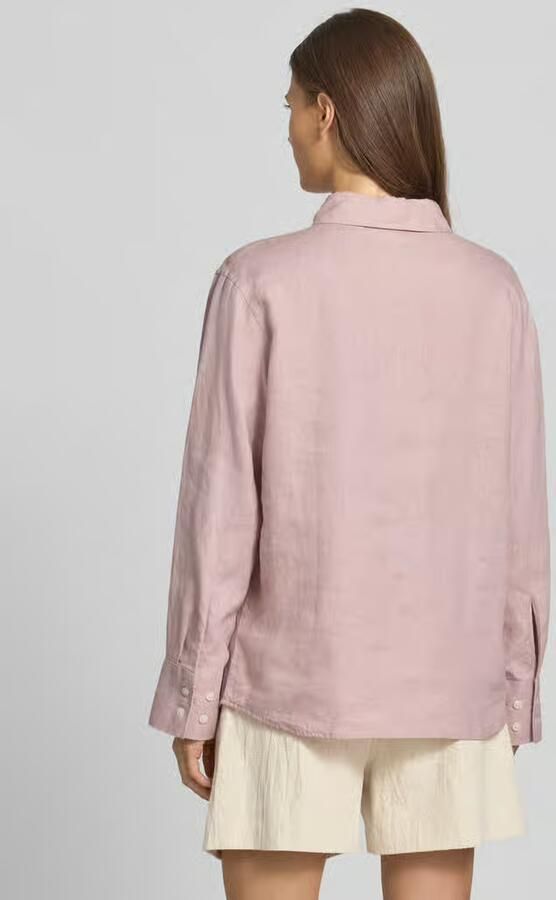 Samsøe Regular fit linnen blouse met overhemdkraag model 'SANOT'