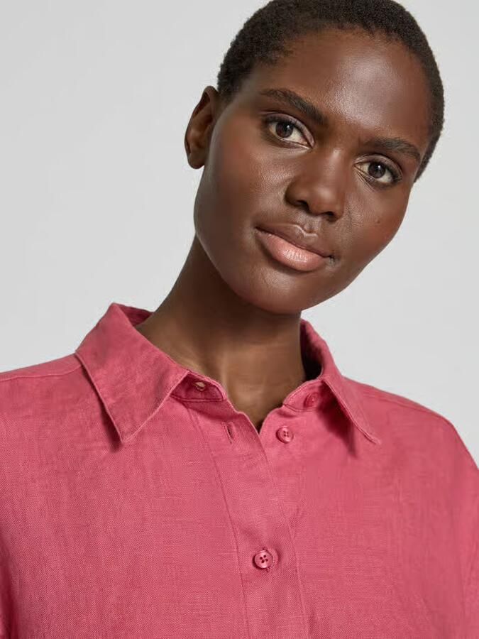Samsøe Regular fit overhemdblouse van linnen met doorknoopsluiting