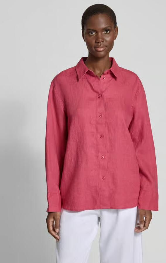 Samsøe Regular fit overhemdblouse van linnen met doorknoopsluiting - Foto 3
