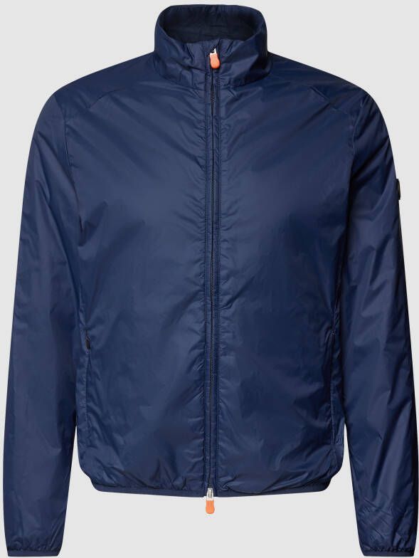Save The Duck Blauwe gewatteerde jas met hoge kraag en elastische afwerkingen Blauw Heren