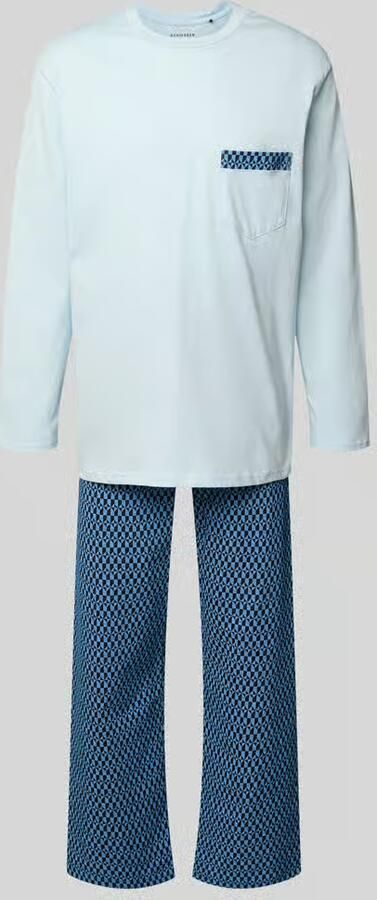 Schiesser Pyjama met klassieke borstzak en ronde hals - Foto 2