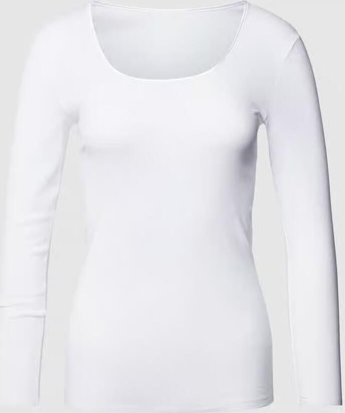 Schiesser T-shirt LUXURY ronde subtiel glinsterende halslijn lange mouwen