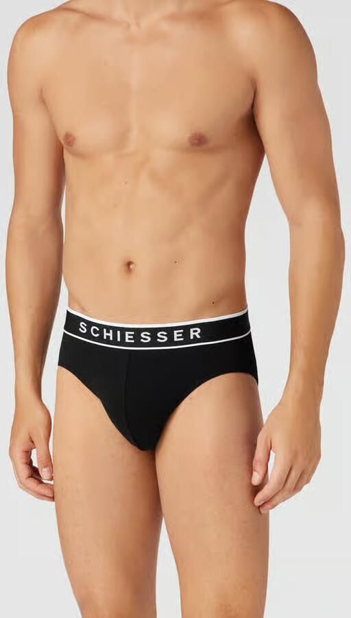 Schiesser Rio-slip 95 5 met sportieve webgummiband met contrasterend -logo (3 stuks) - Foto 4