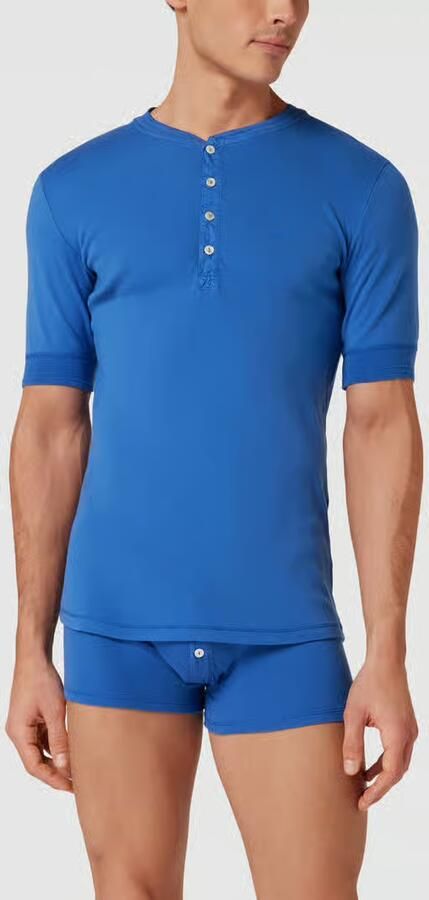 Schiesser T-shirt met korte knoopsluiting model 'Karl' - Foto 2