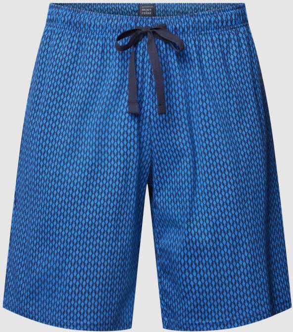 Schiesser korte pyjamabroek blauw patroon katoen