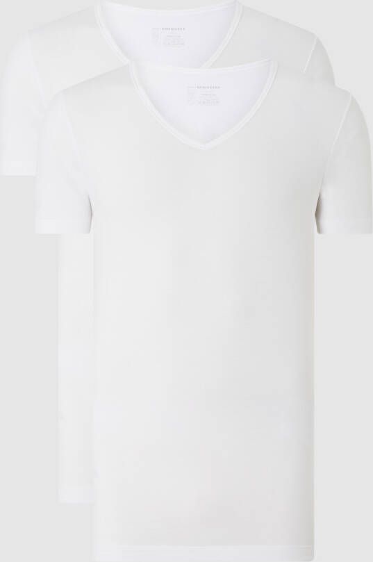Schiesser 2-pack t-shirt ondergoed aanbieding wit effen