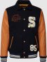 Scotch & Soda baseball jacket met wol en printopdruk blauw cognac - Thumbnail 3
