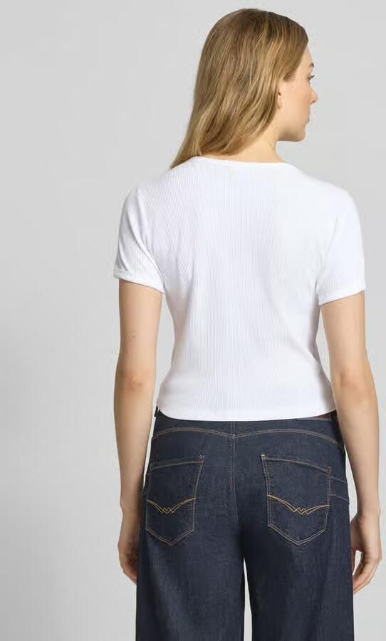 Scotch & Soda Cropped T-shirt met geribde ronde hals - Foto 3