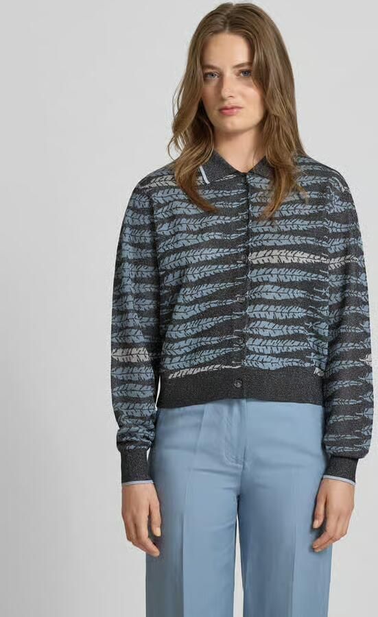 Scotch & Soda Gebreid jack van viscosemix met platte kraag en knoopsluiting - Foto 2