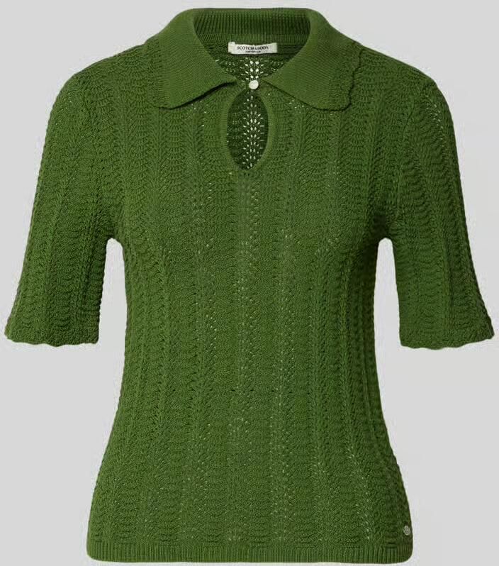 Scotch & Soda Gebreid shirt met platte kraag en druppelvormige hals