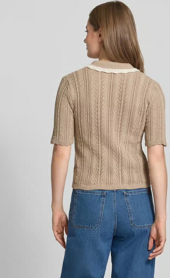 Scotch & Soda Gebreid shirt met platte kraag en druppelvormige hals
