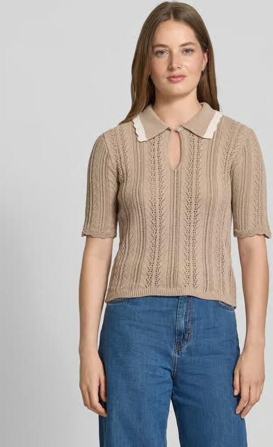 Scotch & Soda Gebreid shirt met platte kraag en druppelvormige hals - Foto 2