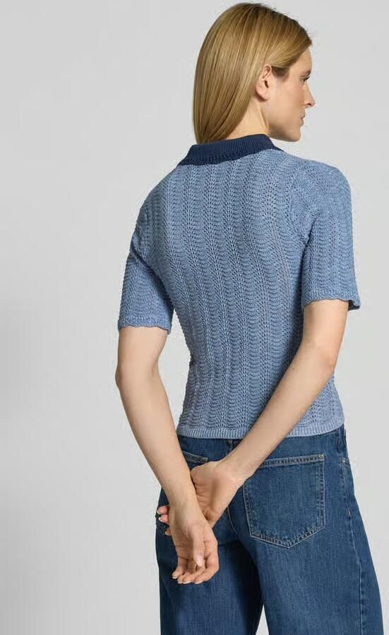 Scotch & Soda Gebreid shirt met platte kraag en druppelvormige hals