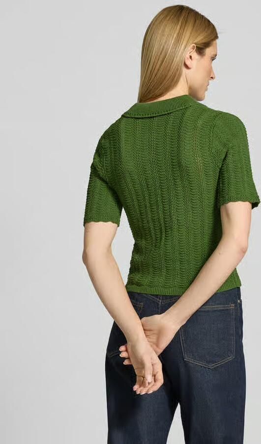 Scotch & Soda Gebreid shirt met platte kraag en druppelvormige hals - Foto 3
