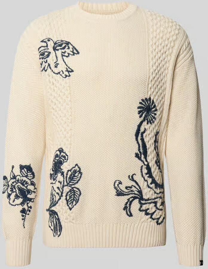 Scotch & Soda Gebreide pullover met stitchings model 'DELFTS BLAUW'