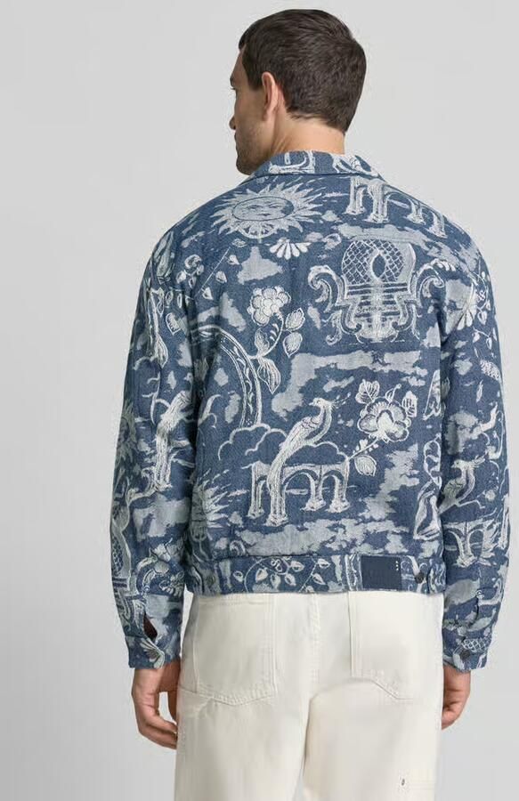 Scotch & Soda katoenen jacquard jas met print blauw - Foto 5