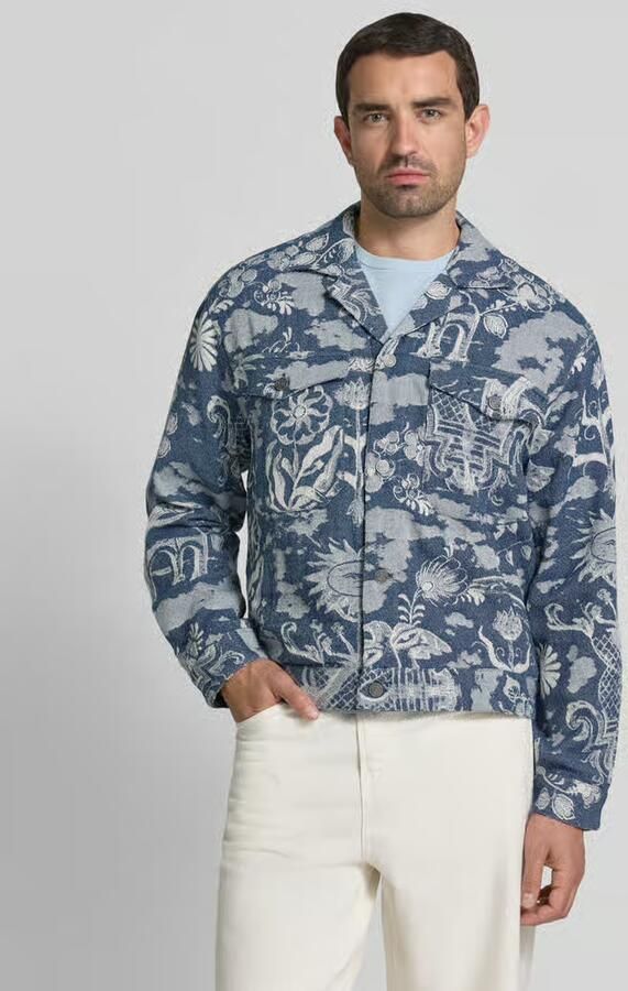 Scotch & Soda katoenen jacquard jas met print blauw - Foto 6