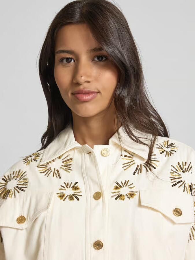 Scotch & Soda Versierde Katoenen Truckerjas White Dames - Foto 3