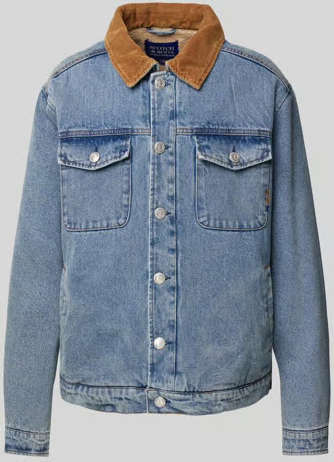 SCOTCH & SODA Heren Jassen Cord Collar Indigo Teddy Jacke Blauw