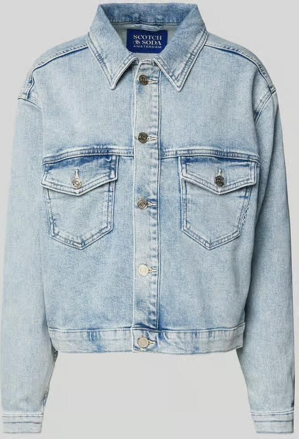 Scotch & Soda Korte Denim Trucker Jack Blauw Blue Dames - Foto 3