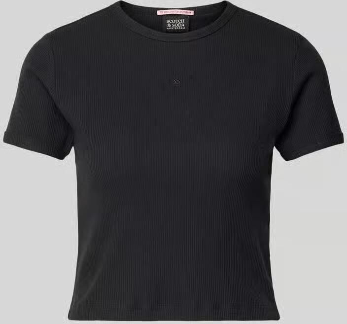 Scotch & Soda Kort T-shirt met geribde ronde hals
