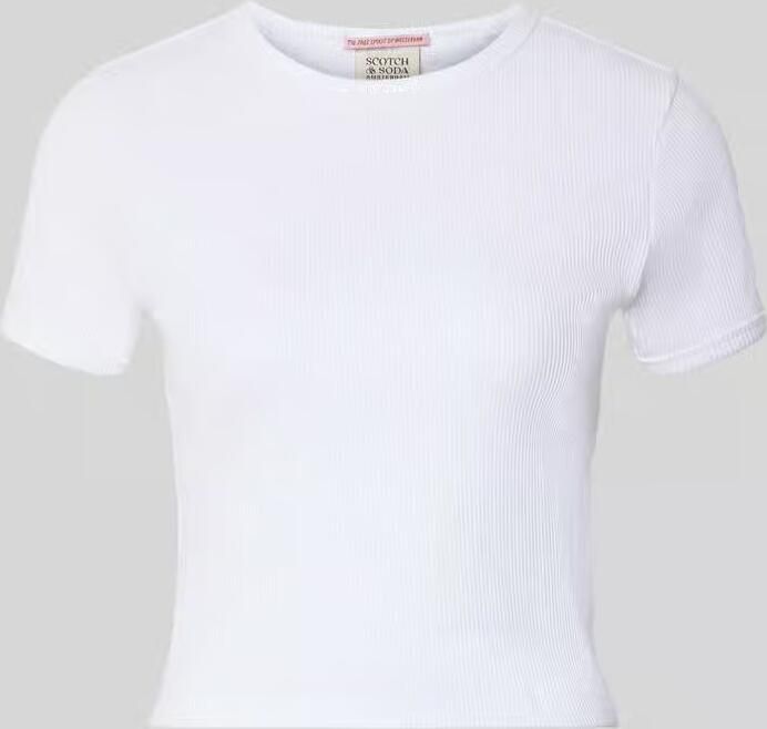 Scotch & Soda Kort T-shirt met geribde ronde hals