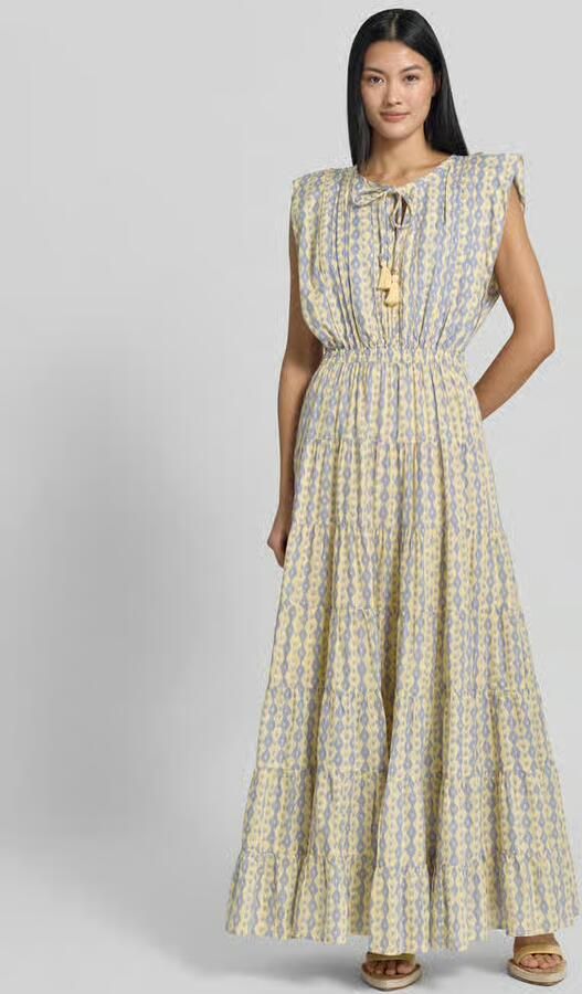 Scotch & Soda maxi-jurk met druppelvormige hals en striksluiting - Foto 3