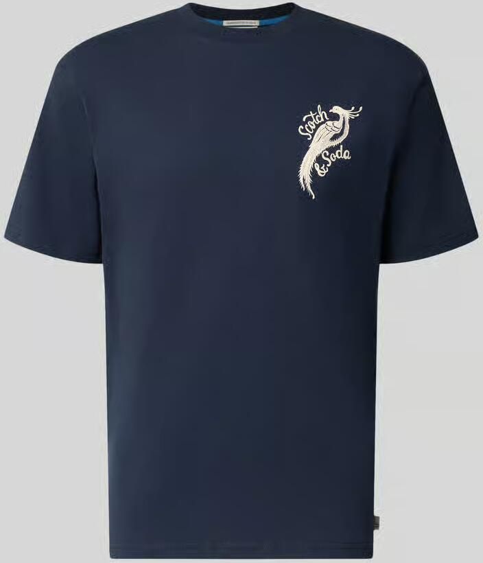 Scotch & Soda relaxed fit T-shirt met backprint donkerblauw