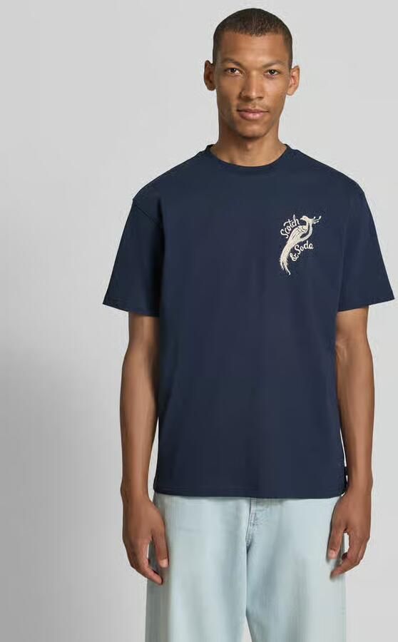 Scotch & Soda relaxed fit T-shirt met backprint donkerblauw - Foto 5