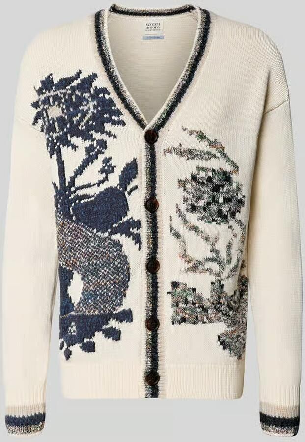 Scotch & Soda Regular fit gebreid jack met v-hals model 'INTARSIA' - Foto 2