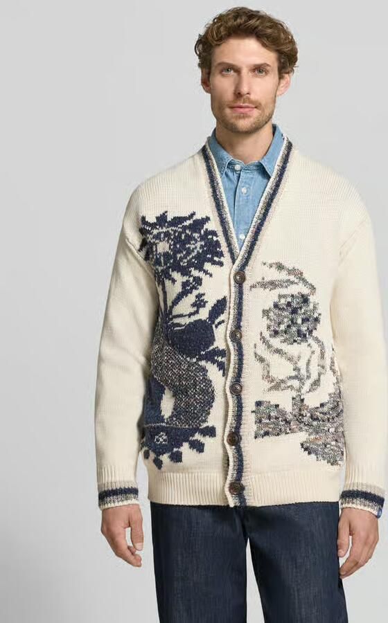 Scotch & Soda Regular fit gebreid jack met v-hals model 'INTARSIA' - Foto 3